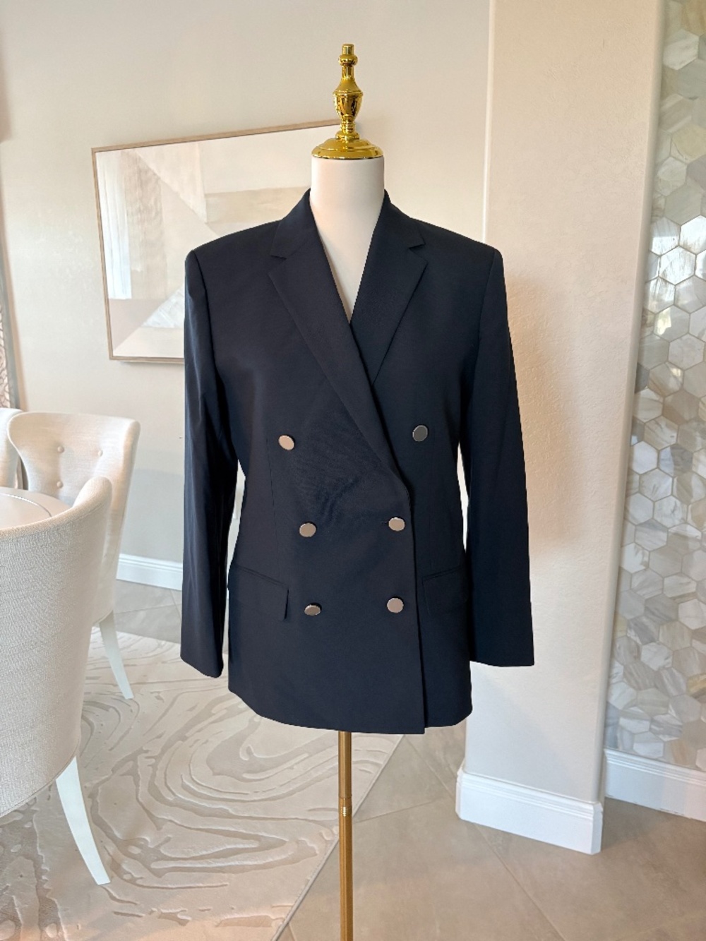 NWT Theory Nocturne Navy Oxford Wool Blazer